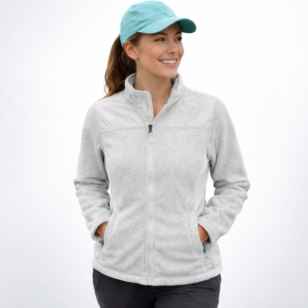 Aeropostale Heather White full zip Fleece Jacket; XL